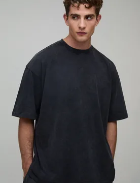 Mens Essential Washed Oversized Heavyweight T-Shirt - Black Cotton - Size 2xl - boohooMAN - FashionsVida