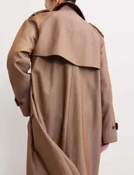 Wool Rich Twill Collared Longline Overcoat Light Honey female