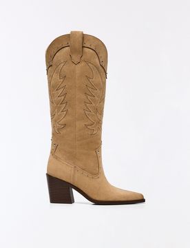 Bottes À Talon Cowboy À Clous 36 Beige