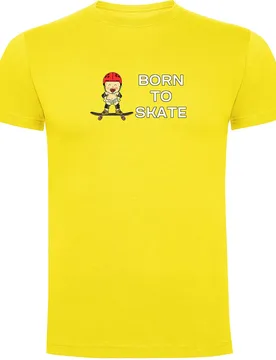 T-shirt à Manches Courtes Born To Skate Yellow XL - Kruskis - FashionsVida