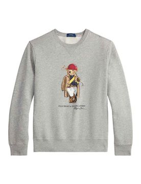 Felpa Girocollo Grigia Con Stampa Polo Bear