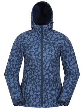 Exodus Womens Printed Water Resistant Softshell Jacket - Dark Blue - Dark Blue - Size: 6 - Mountain Warehouse - FashionsVida
