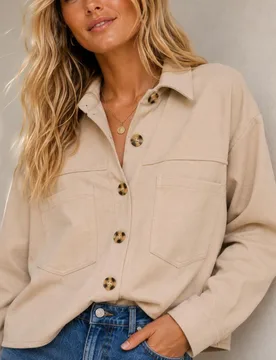 Chaqueta sobrecamisa de mujer de antelina - Vila - FashionsVida