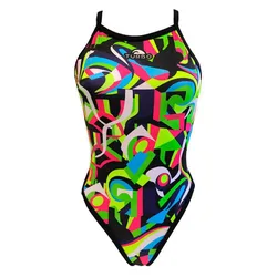 Geo Abstract Swimsuit Black 11-12 Years Girls
