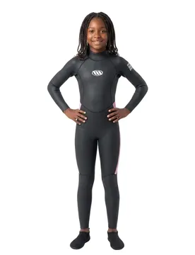 Combinaison En Néoprène à Manches Longues Et Fermeture éclair Dans Le Dos 3/2 Mm Flatlock Enforcer Black / Pink 10 Années Fille