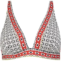 Top de bikini halter atado al cuello y estampado geométrico