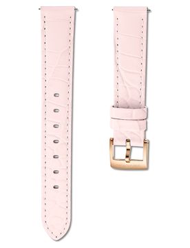 Cinturino per orologio, Larghezza: 15 mm (0.59"), Pelle con impunture, Rosa, Finitura in tono oro rosa 18 cm