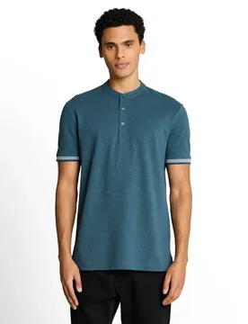 Stand up collar two tone polo male