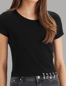Top Cropped Cotone Gioiello Manica Corta