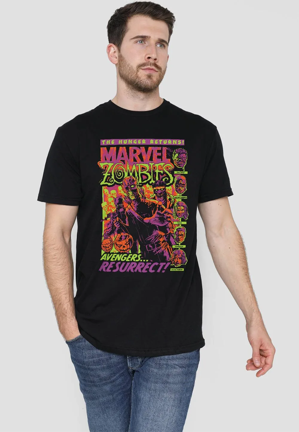 Unisex Zombies Avengers Resurrect T-Shirt, Black Size: Small - Black - Size: S - Marvel - FashionsVida