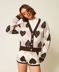 Cardigan jacquard avec caurs