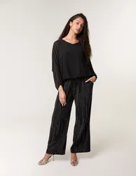 Sparkle Wide Leg Trousers - M/L / BLACK - female