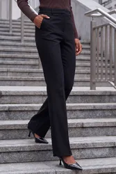 Bootcut Leg Stretch Trousers - Black - Size: 20
