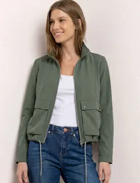 Jacke mit Stehkragen und Zipper female Grün