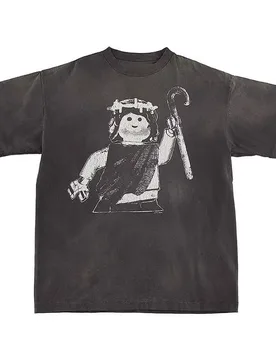 G heavy cotton puppet villain print t-shirt niche retro short-sleeved loose round neck casual men's and women's tops - Aliexpress - FashionsVida