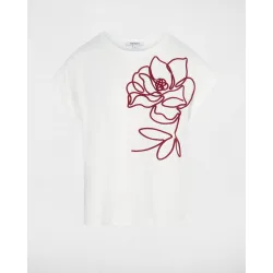 Camiseta de mujer con bordado floral