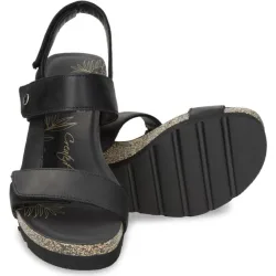 Sandalias de cuña de mujer en piel en color
