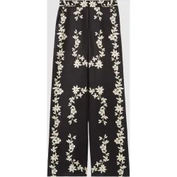 Pantalón de mujer ancho de flores y corte recto