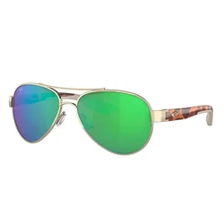 Loreto Mirrored Polarized Sunglasses Rose Gold Green Mirror 580P/CAT2 Men