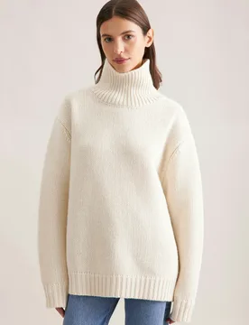 Oversize Rollkragenpullover mit Kaschmir Ecru **** - Seidensticker.com - FashionsVida