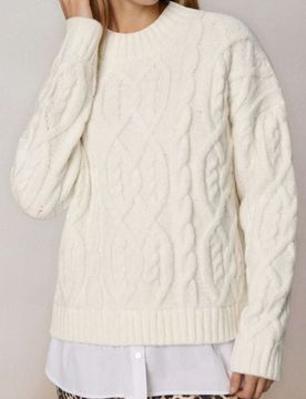 Maglione con lavorazione decorativa, misto lana - panna