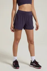 Double Layer' Quick Wicking Active Running Shorts - Dark Mauve - Size: 4