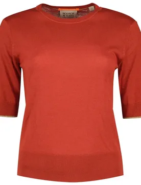 Maglione A Maniche Corte 177117 Rustic Coral XS - Scotch & Soda - FashionsVida