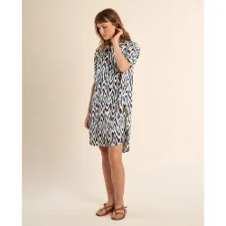 Vestido corto de manga corta con estampado