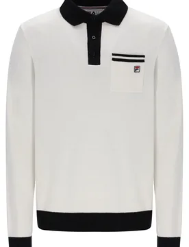 Gardenia/ Black Francis Knitted Long Sleeve Polo - XS - FILA - FashionsVida