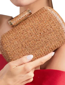 Mini bolso de paja de diseño trenzado minimalista, perfecto para vacaciones de viaje de playa de verano - Shein - FashionsVida