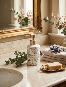 Dispenser per sapone con motivo vegetale - multicolor