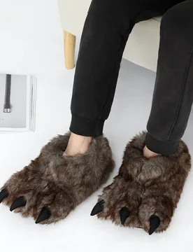 Winter Warm Soft Indoor Floor Slippers Creative Animal Paw Slipper Unisex Funny Cartoon Dinosaur Claw Plush Slides for Children - Aliexpress - FashionsVida