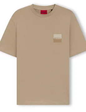 Hugo Mens Split Logo T Shirt In Beige - Size 2xl - Hugo Boss - FashionsVida