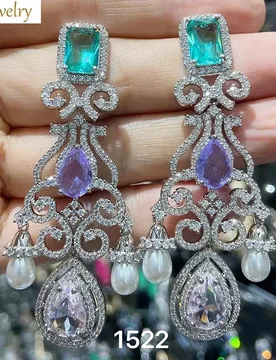 Elegant Luxury Vintage Long Pendant Earrings Silver Gold Shiny Zirconia Women's Wedding Bridal Dinner Party Jewelry - Aliexpress - FashionsVida