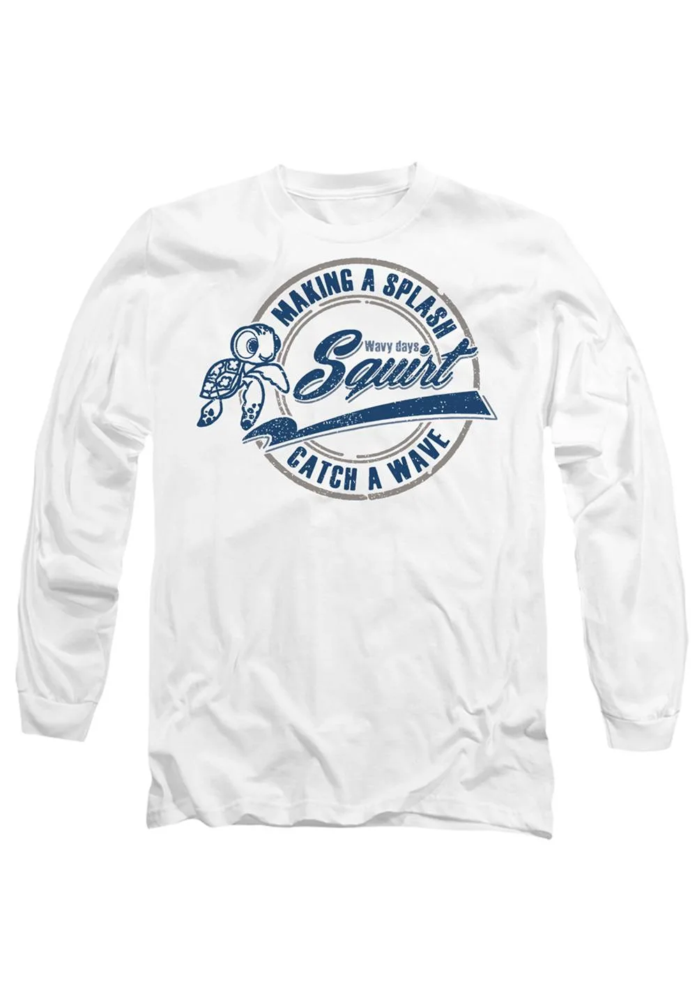 Unisex Finding Nemo Squirt Catch a Wave Long Sleeve T-Shirt, White Size: Large - White - Size: L - Disney - FashionsVida