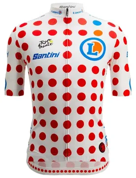 Maglia A Maniche Corte Tour De France Polka Dot 2025 White / Red - Santini - FashionsVida