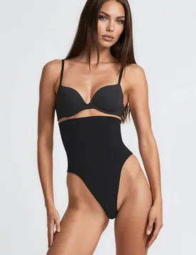 Womens High Waist Thong - Black - Size Medium - Hiccup - FashionsVida