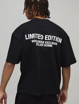 Herren Oversized Boxy T-Shirt Limited Edition Black Größe 5XL - boohooMAN - FashionsVida
