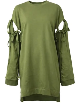 X Rihanna Fenty Staggered Hem Womens Green Sweater Cotton - Size 8 Uk - Puma - FashionsVida