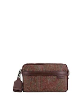 Borsa in pelle e tela rivestita