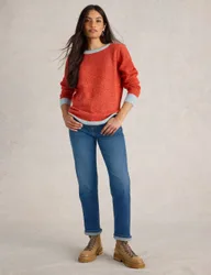 High Waisted Straight Leg Jeans Med Blue Denim female