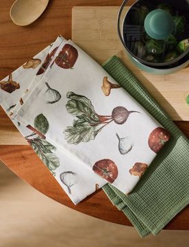 Set di strofinacci da cucina in cotone con motivo di verdure 2 pack - multicolor