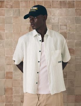 Chemise Manches Courtes Imprimée Boxy Fit Xl Blanc