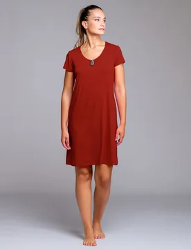 Vestido de playa de manga corta adorno metálico - Egatex - FashionsVida
