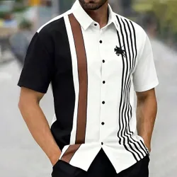 Camisa de hombre con estampado de rayas de color contrastante