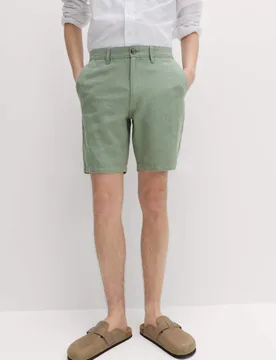 Linen Blend Chino Shorts Dark Sage male - M&S - FashionsVida