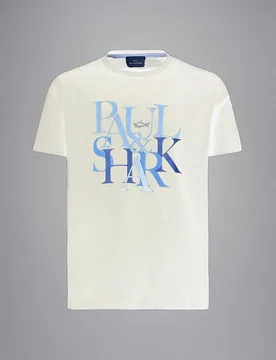 Paul & Shark - Camiseta de hombre capsule AZZURRO estampado con letras grandes pecho - PAUL & SHARK - FashionsVida