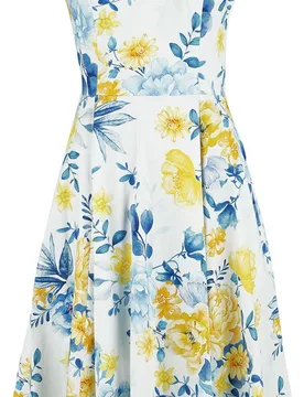 Rockabilly Kleid knielang - Hope Floral Swing Dress - S bis 4XL - für Damen - Größe XL - multicolor - Frauen - female - H&R London - FashionsVida