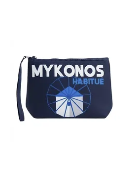 Pochette Aline blu in neoprene con stampa grafica Mykonos Habituè - MC2 SAINT BARTH - FashionsVida