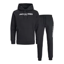 Mens Jwhbank Black Sweat Hood Set Pullover Tracksuit Loungewear - Size Large